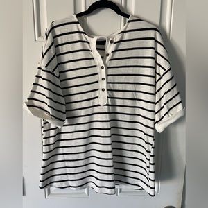 Striped, henley tee.